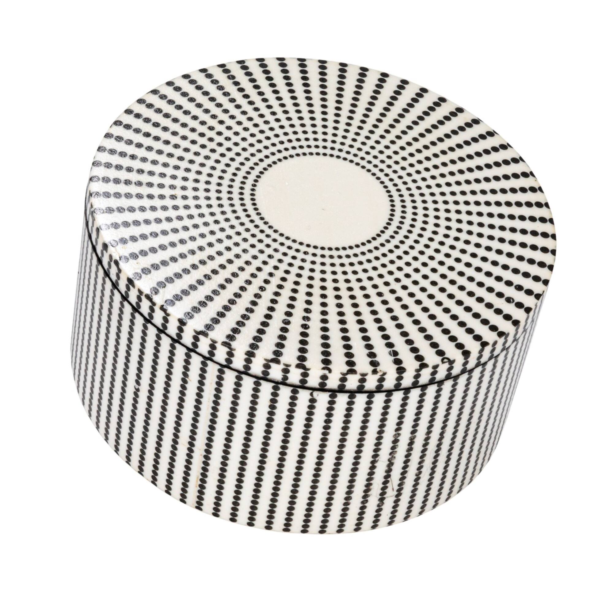 Hello Honey® 6.25" Black & White Spotted Round Reclaimed Wood Box